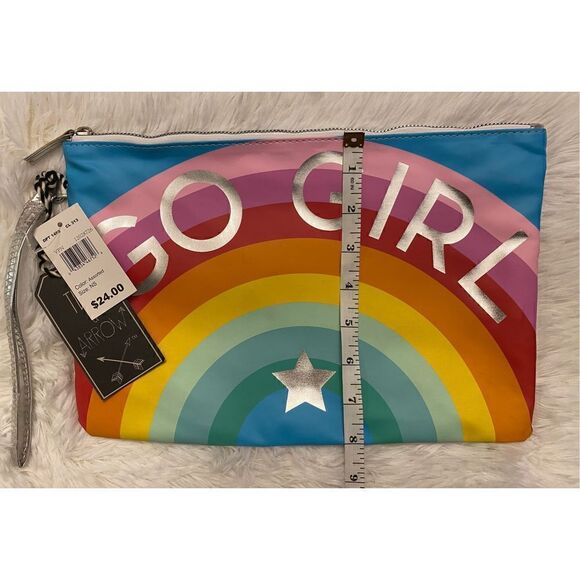 NWT Twig & Arrow Rainbow And Silver Go Girl Multipurpose Cosmetic Bag - Picture 8 of 11